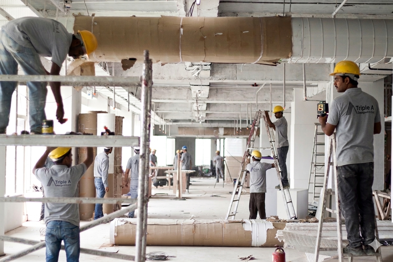 MEP contracting infrastructure showing HVAC, electrical, and plumbing systems installation